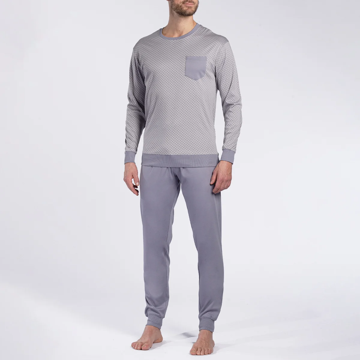 Pyjama homme ETAIN imprimé/gris clair