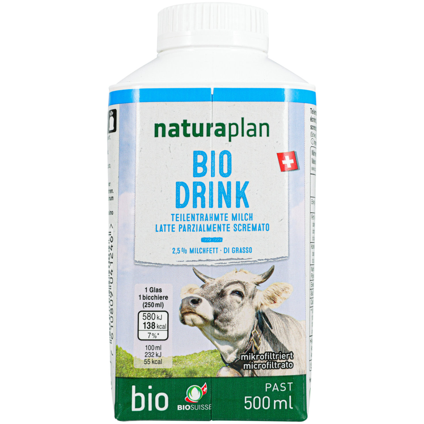 Naturaplan Bio Milch Drink Teilentrahmt 2,5% Milchfett Past