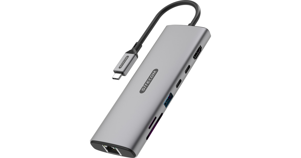 Sitecom6 in 1 USB-C Multiport Adapter LAN dockingstation  (Grijs)