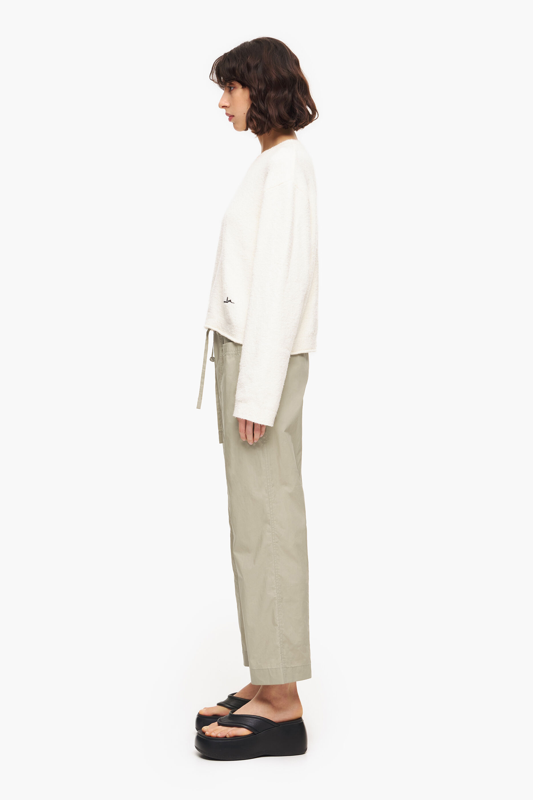 Calça jogger cáqui de popeline