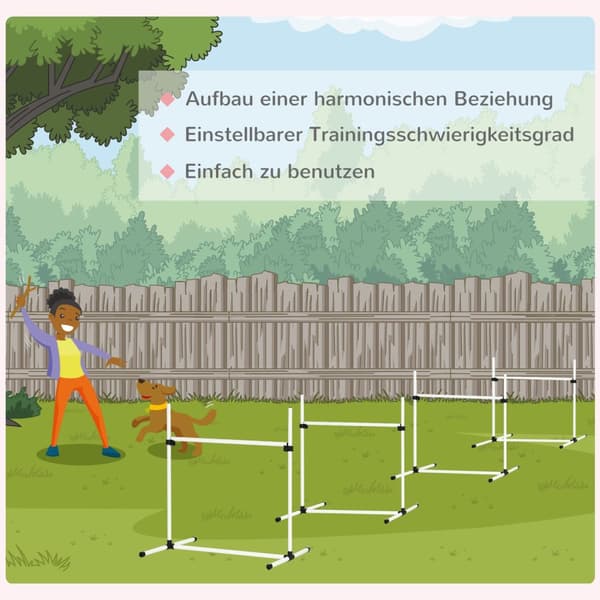 Agility Hekksett Slalåmbarer Hundetreningssett 4 X Hekk, Plast, Hvit, 99X65X94Cm