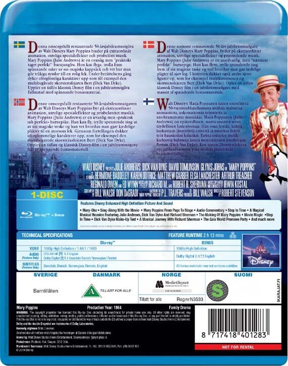 Mary Poppins - 50-Års Jubilæumsudgave - 1964 - Disney - Blu-Ray