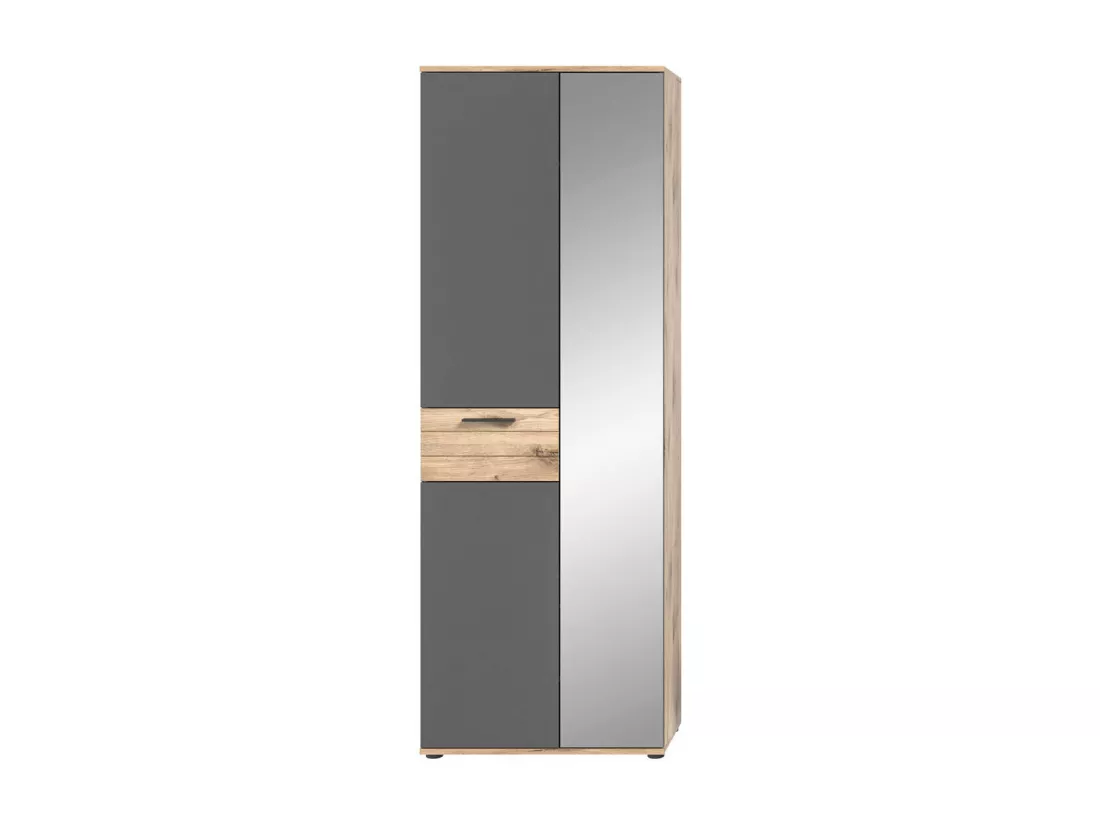 Mason armoire de rangement 2 portes chêne décor, miroir.