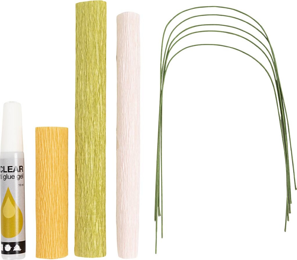 Mini Diy Kit Crepepapir - Kirsebærgren - Stræk/Crepe 180% - 105 G