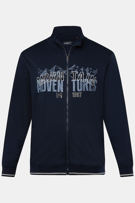 Men+ Sweatjacke, Stehkragen, Brustprint, bis 8 XL