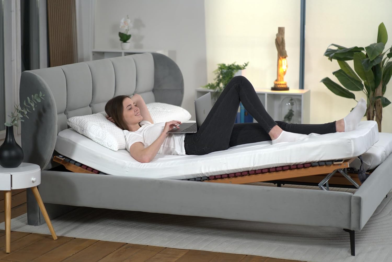 7 Zonen Lattenrost Rhodos® KF | Kopf- und Fußteil verstellbar | 44 Leisten | Kautschukkappen | Querholme BUCHE massiv | Mittelgurt | fertig montiert | TÜV/GS Geprüft ID 1111212908 | 70 x 200 cm