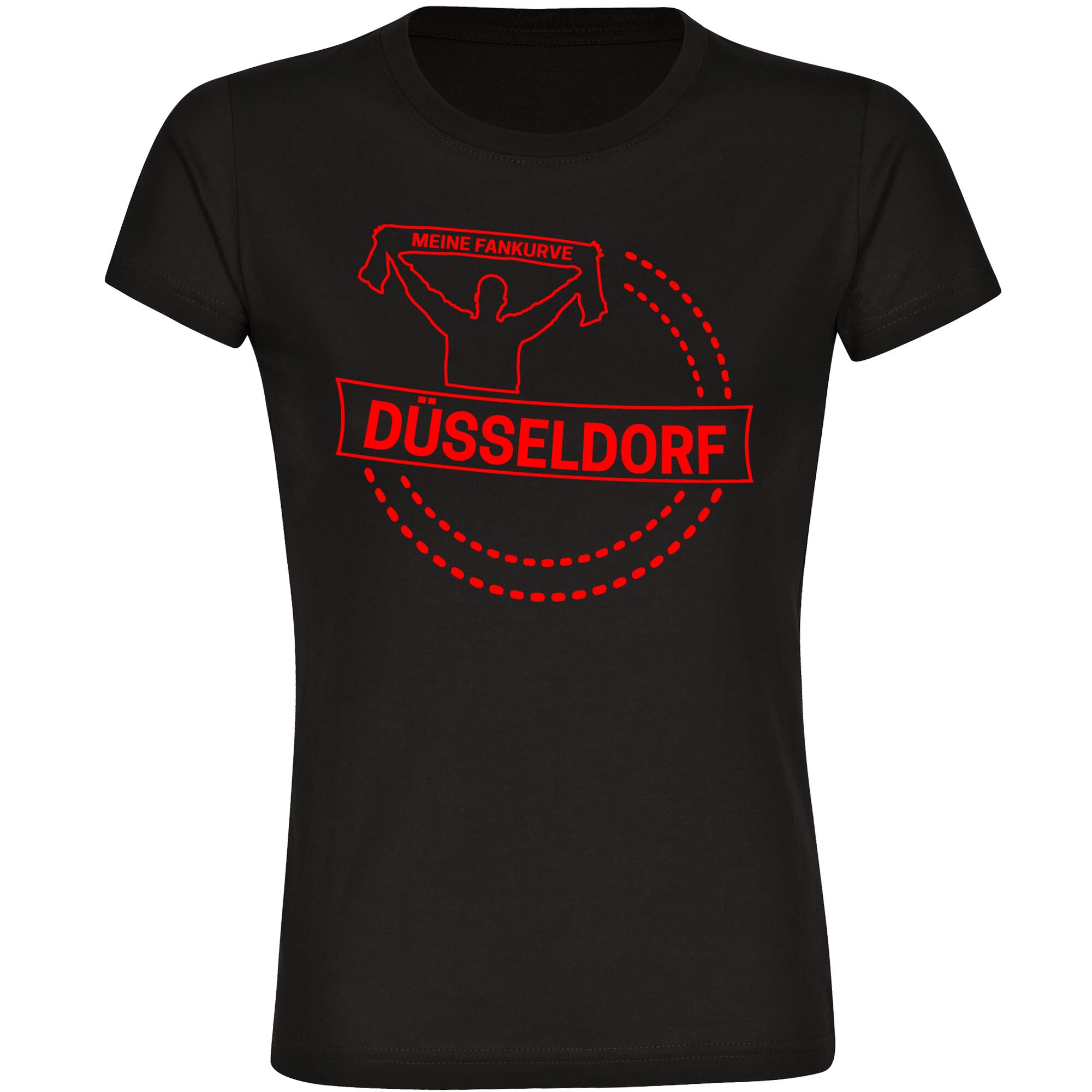 multifanshop® Damen T-Shirt - Düsseldorf - Meine Fankurve - Druck rot