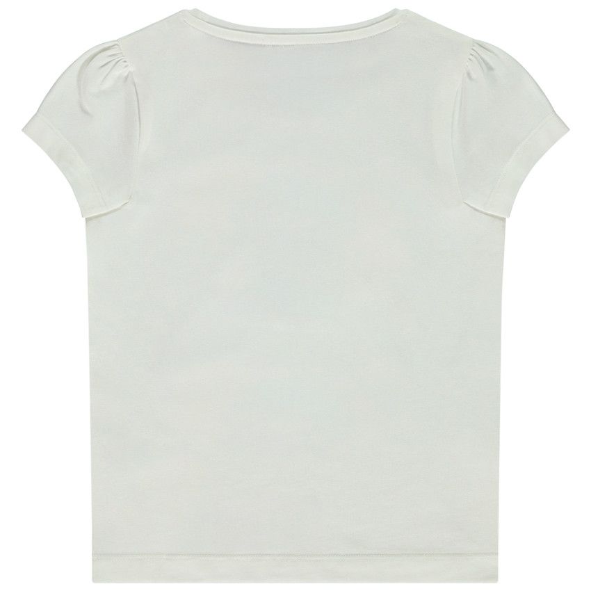 T-shirt manches courtes print fantaisie pour fille - Ecru