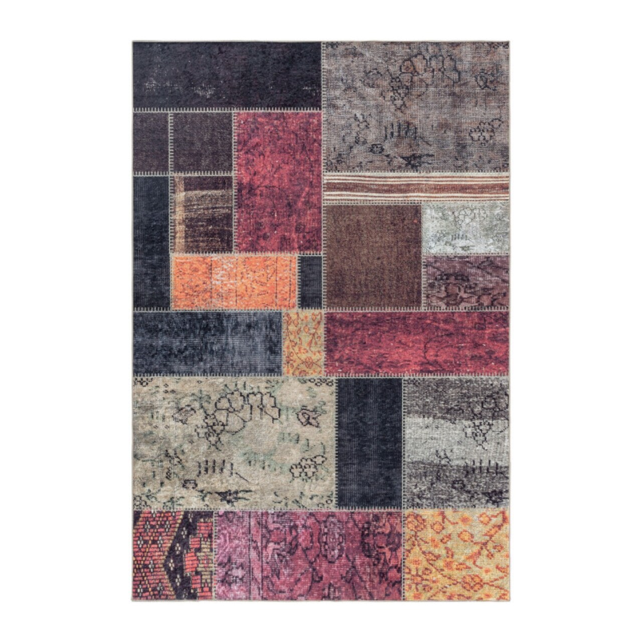Antirutsch Vintage waschbarer teppich Wohnzimmerteppich Patchwork Mehrfarbig