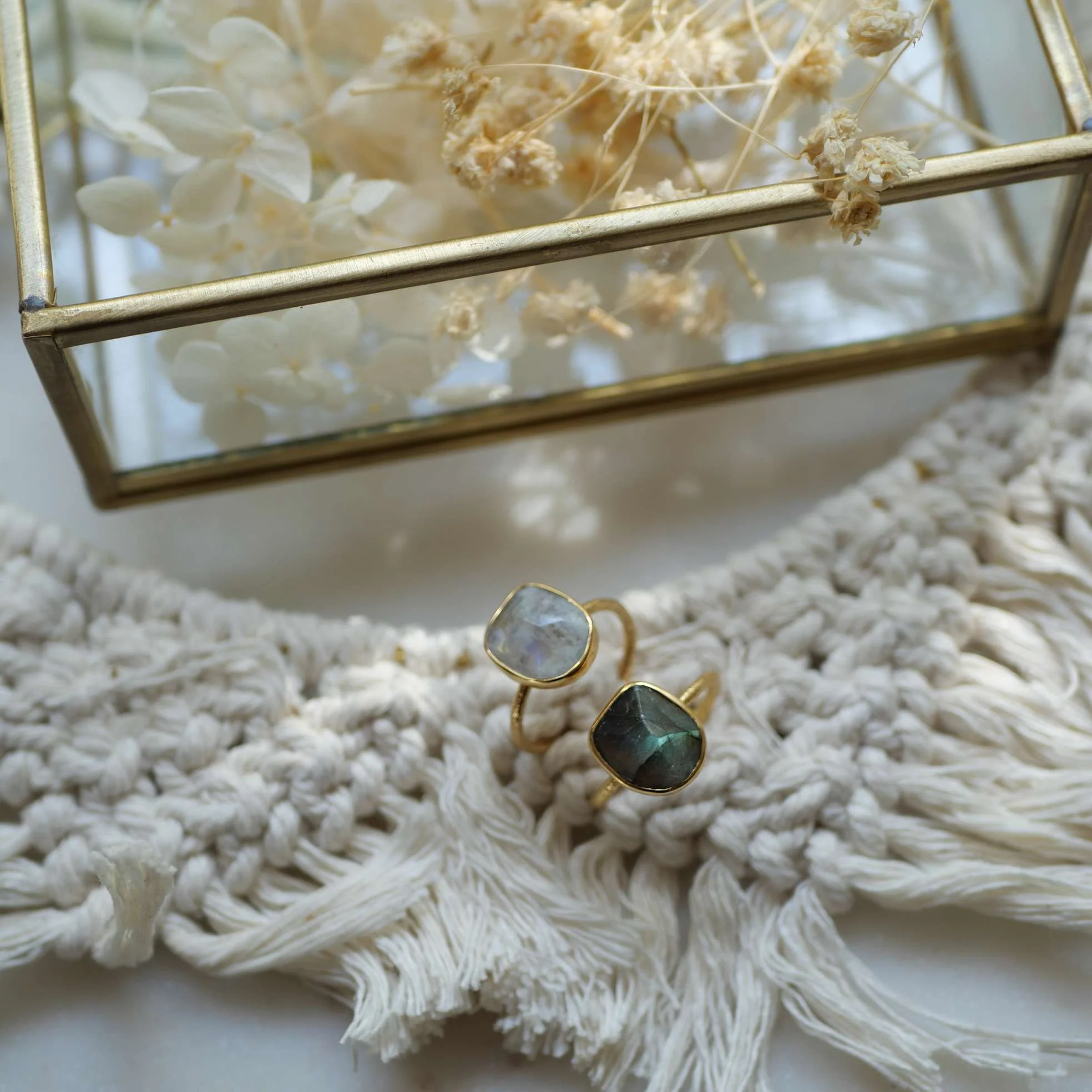 SNEHA - Bague réglable pierre de lune | Blanc