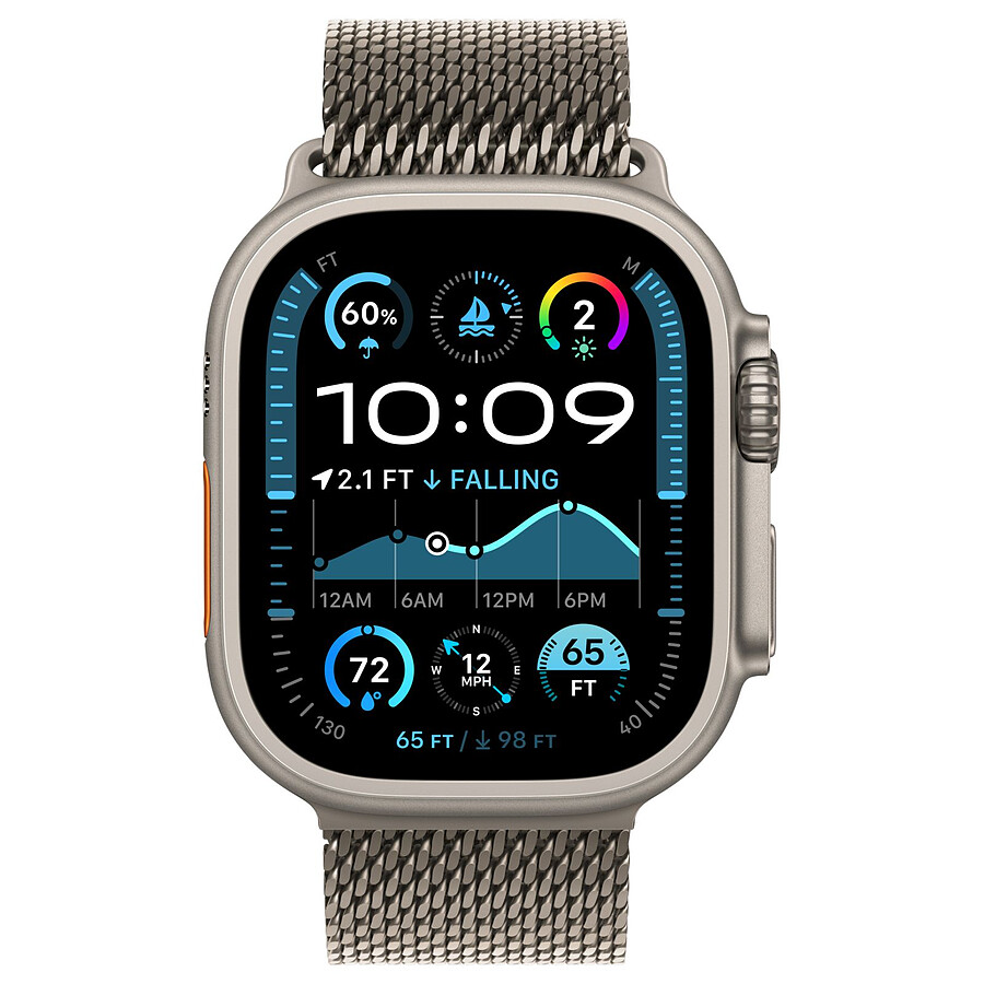Apple Watch Ultra 2 GPS + Cellular 49 mm - Titane Noir - Bracelet Milanais Naturel L