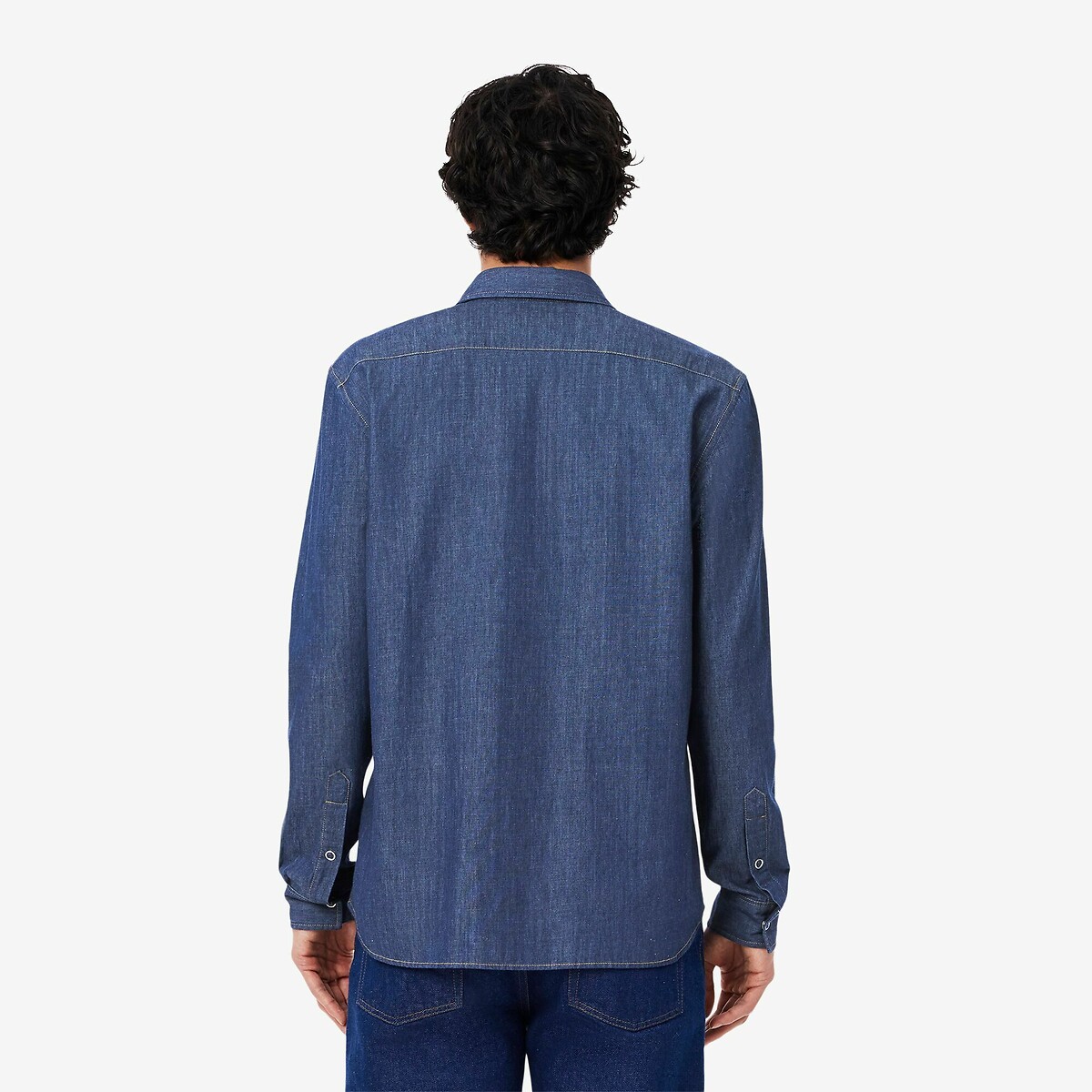 Camisa LACOSTE em denim índigo claro, corte regular