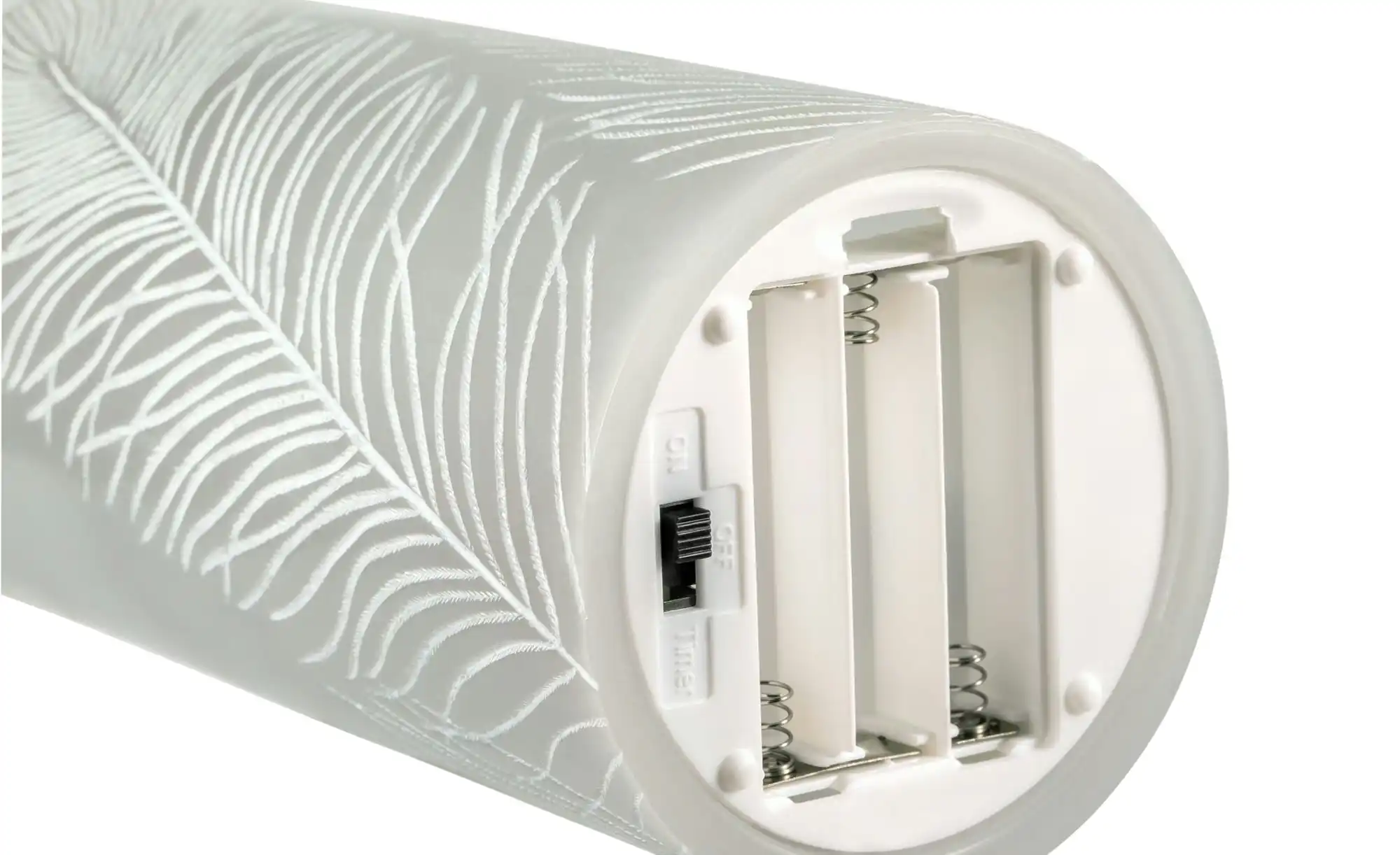 LED-Echtwachs-Kerzen 2er-Set, grau mit Federoptik