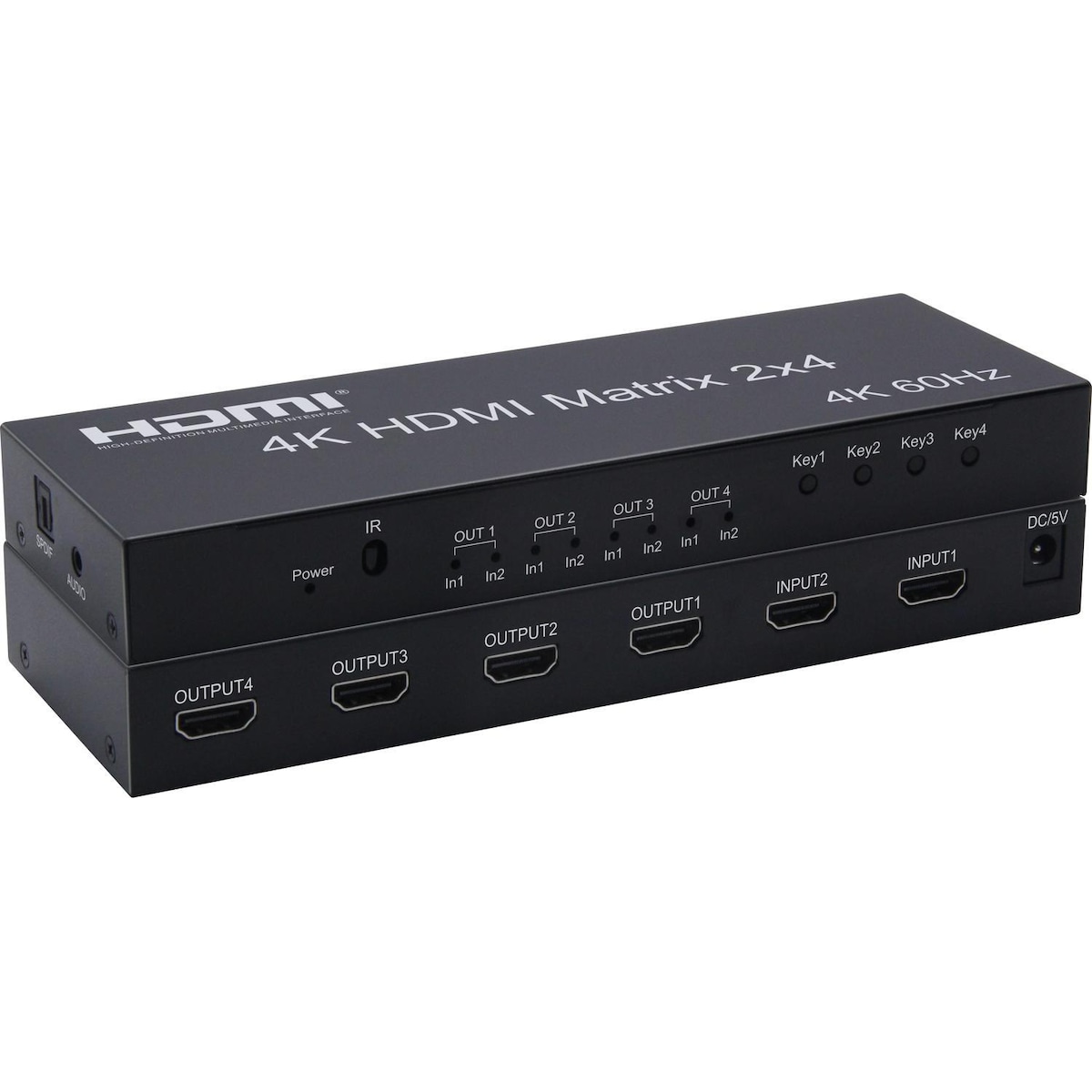 NÖRDIC HDMI Switch 2 til 4 med Audio Extractor, 4Kx2K i 60Hz, HDCP 2.2