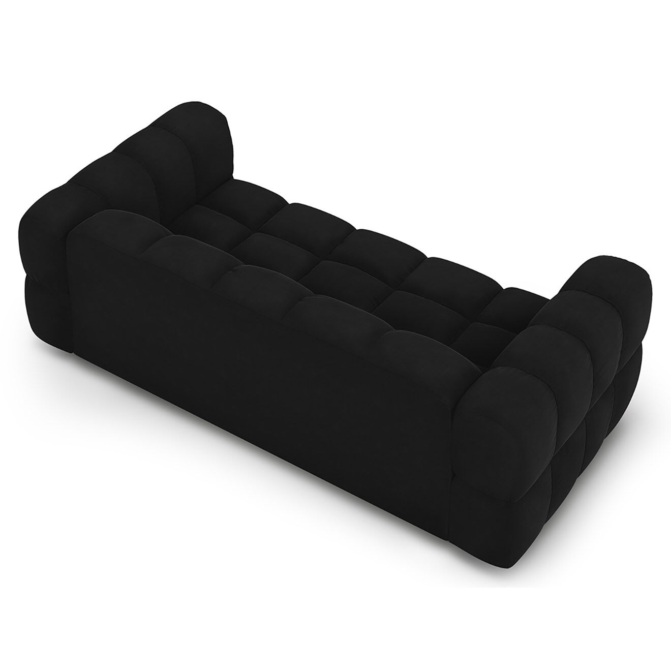 Mazzini Sofas Canapé Velours Aster 3 Places noir - 214x102x75 cm