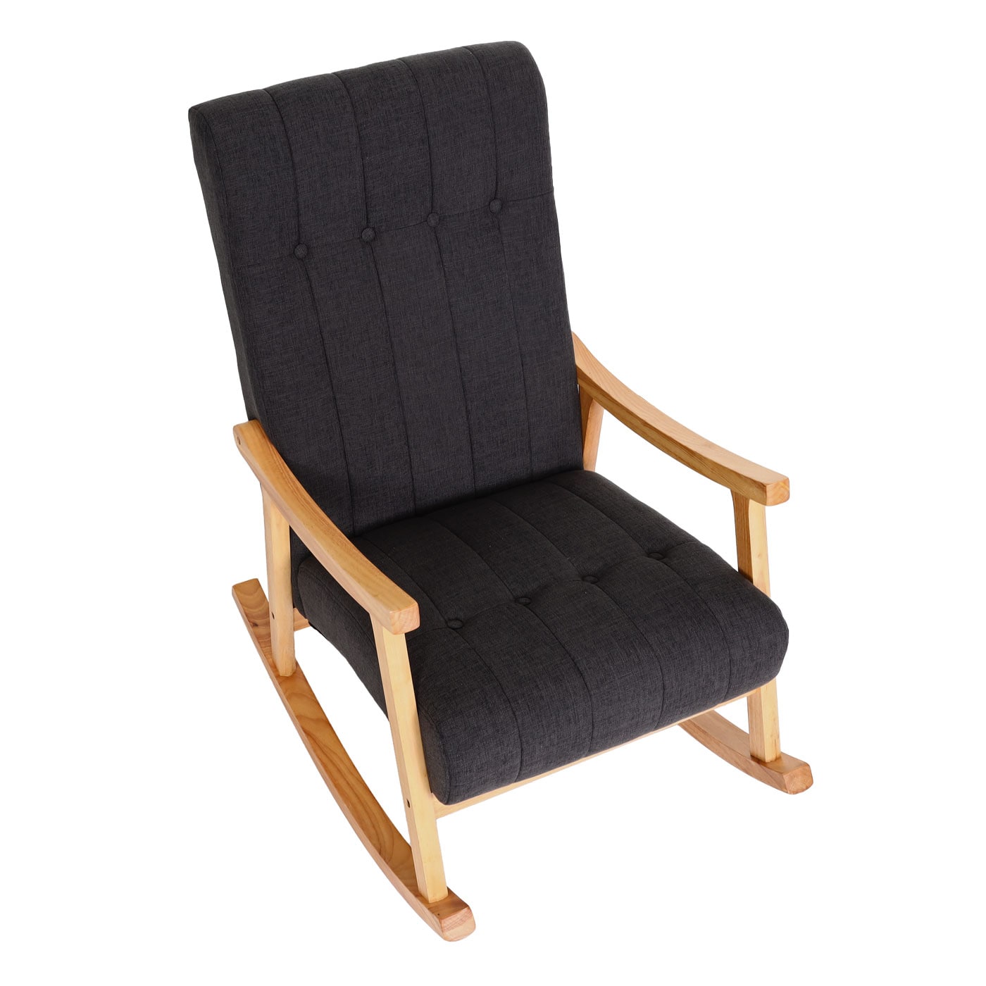 Schaukelstuhl MCW-K10, Schaukelsessel Schwingstuhl Relaxsessel MVG ~ Stoff/Textil dunkelgrau, Gestell braun