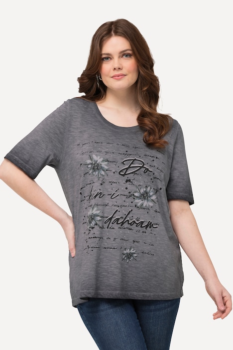 T-Shirt, Edelweiß, cold dyed, Rundhals, Halbarm
