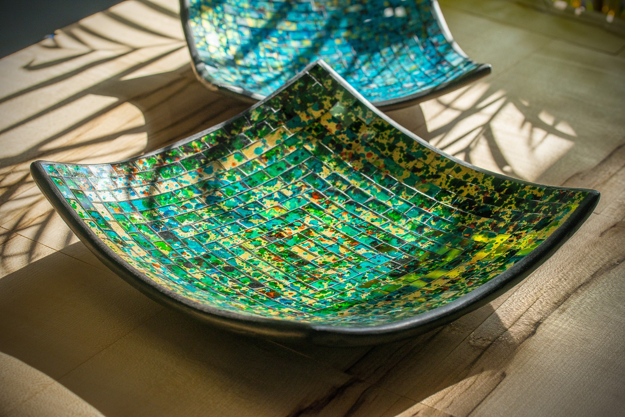 3er-Set Mosaikteller 'Moos', grün von fischer's lagerhaus