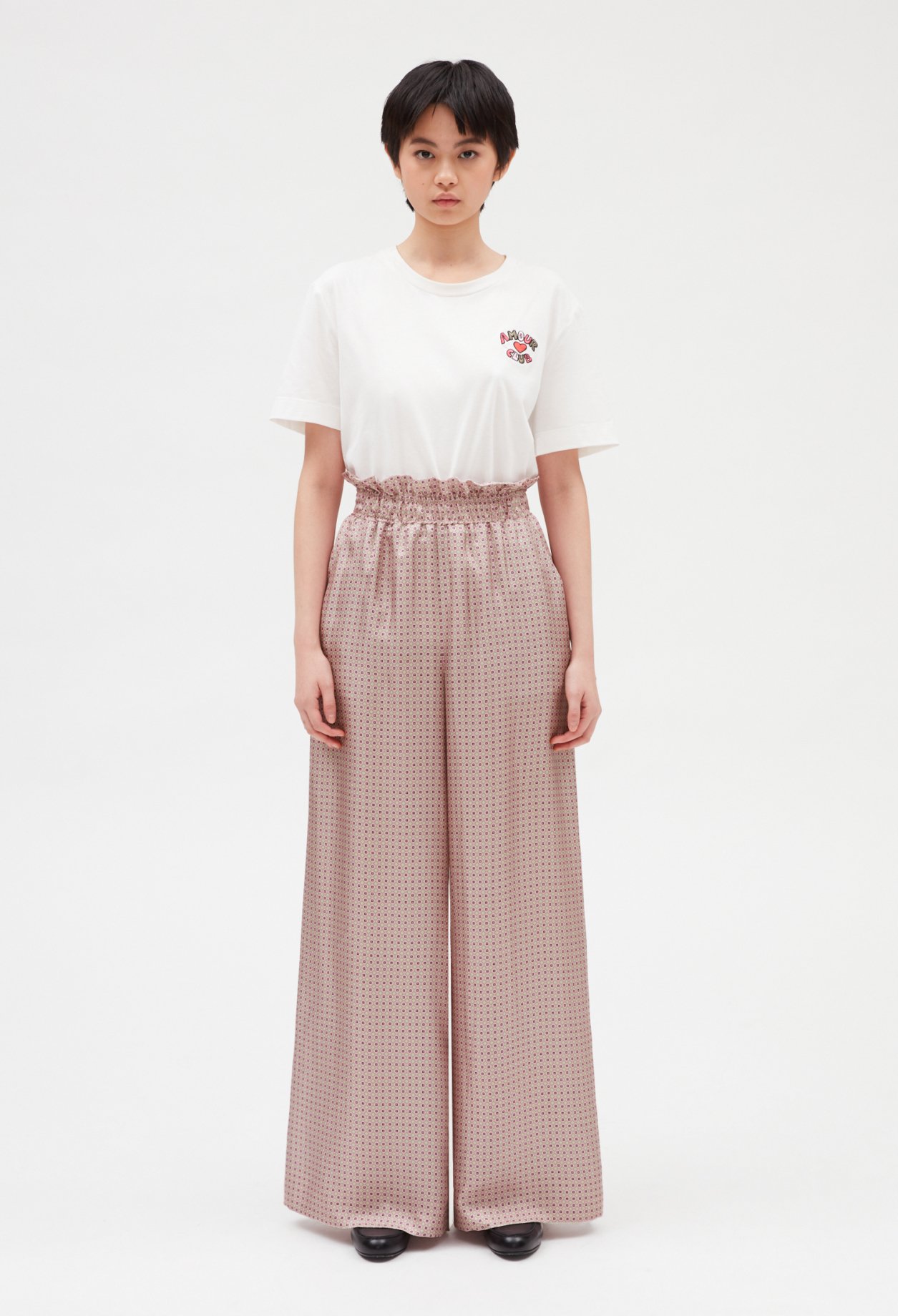 Pantalon large soie rose