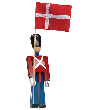 Kay Bojesen Holzfigur - Bannerträger - 21 cm - Klein - Rot/Blau