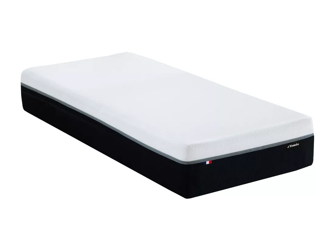 Ensemble 90 x 190 cm sommier tapissier + matelas hybride anti-feu ressorts ensachés 7 zones et mémoire de forme ép.29cm - SIVA de YSMÉE