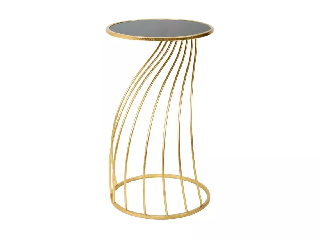 Table d'appoint en métal doré avec surface en verre d43x73h