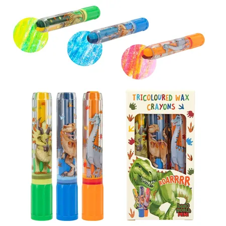 Depesche Dino World Mini Dino TricolorWachsmaler Set