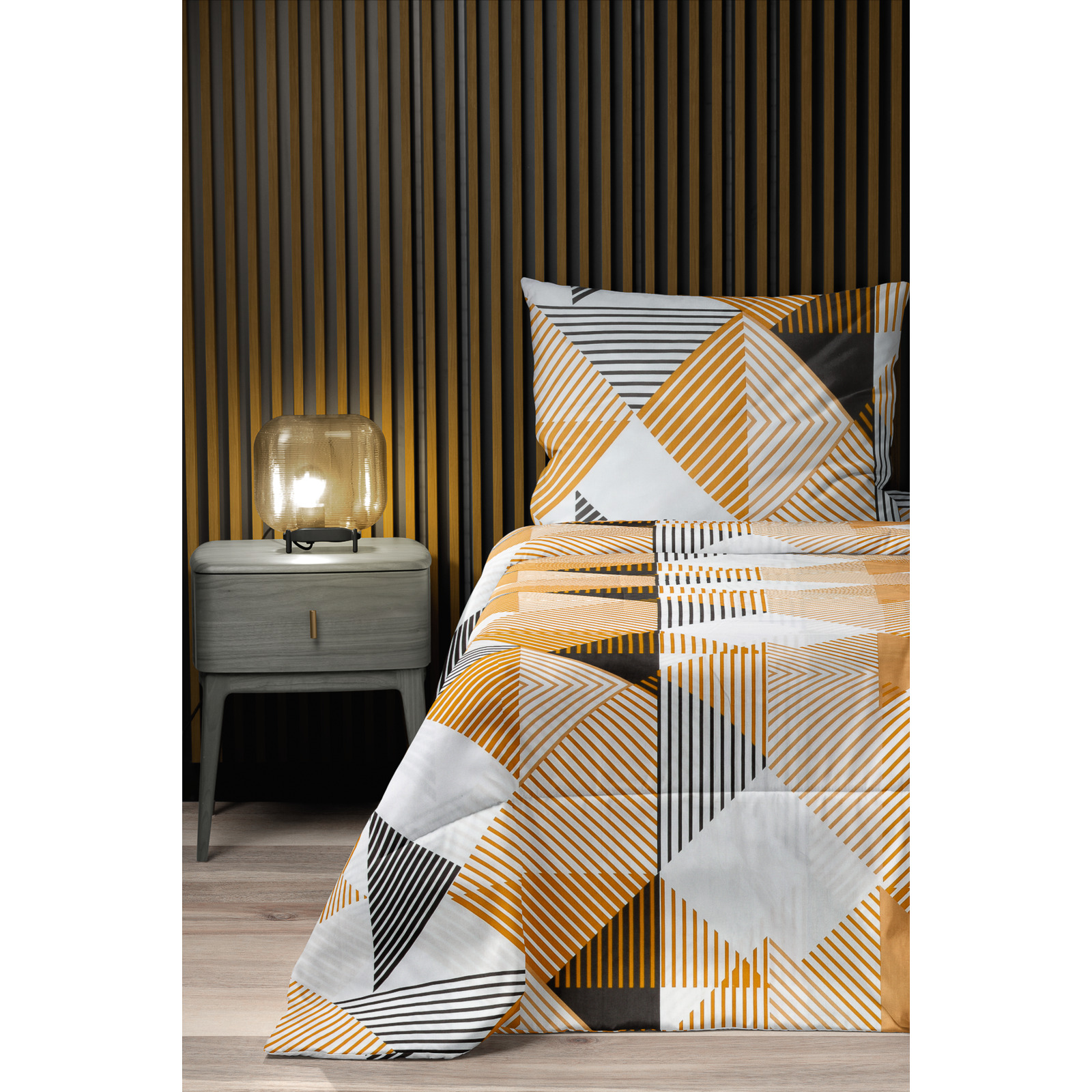 Bettwäsche Renforcé Geometrie beige 160x210 65x100 Bettanzug Nord