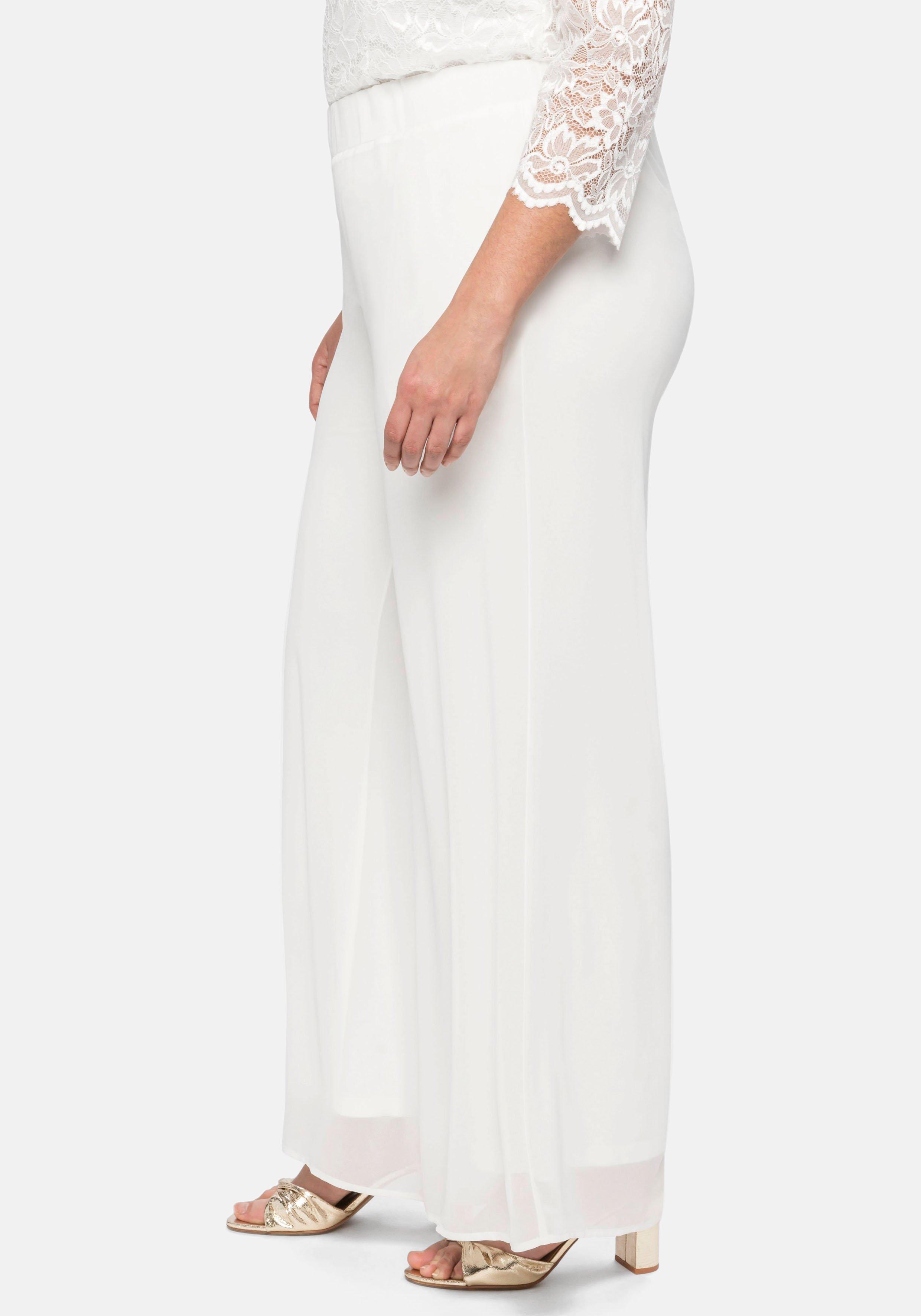Weite Chiffonhose im Lagenlook, gefüttert