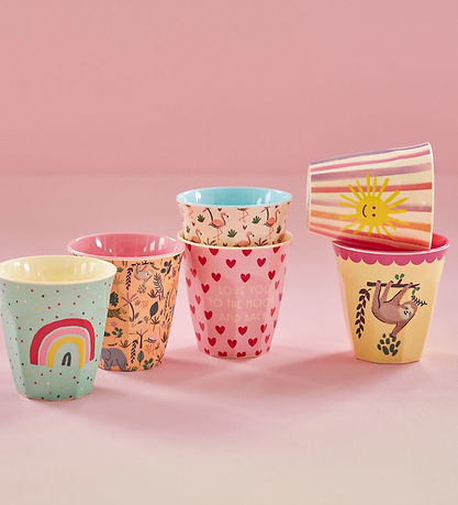 Rice Becher - Melamin - 6 st. - 250 ml - Pink/Funky Prints
