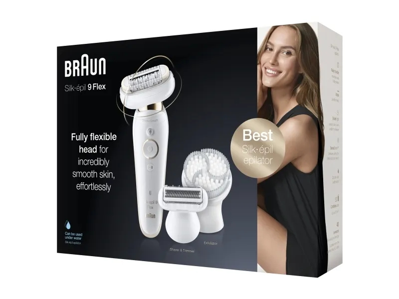 Braun Silk-épil 9 Flex 9-030 3D, Lyserød, Hvid, 40 pincetter, MicroGrip, Armhule, Bikini, 0,5 mm, Batteri