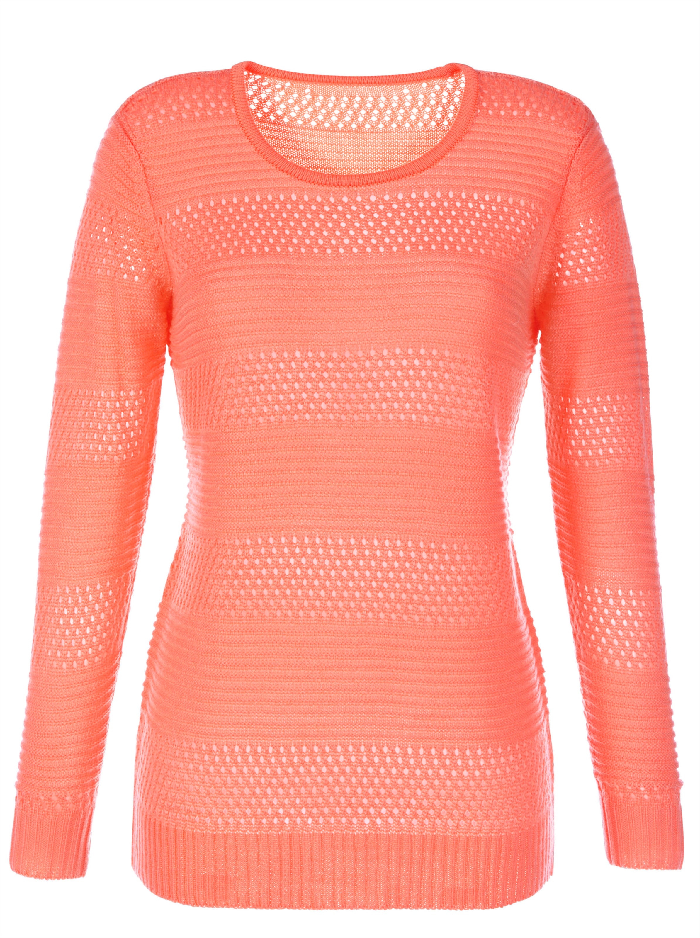 Rundhalspullover in apricot