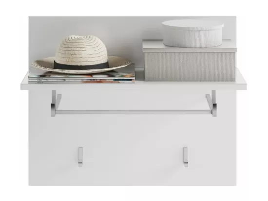 Porte manteau avec étagère – Blanc Laqué – KLEANKIN