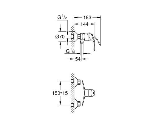 GROHE douchekraan EUROSMART chroom 33555002