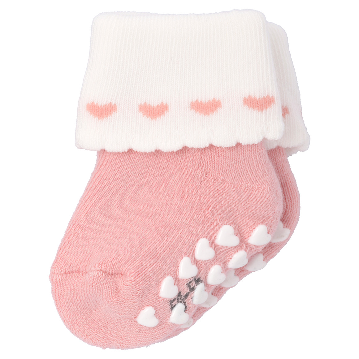 Topomini 2 Paar Newborn Stoppersocken mit Frottee rosa / dunkelrosa