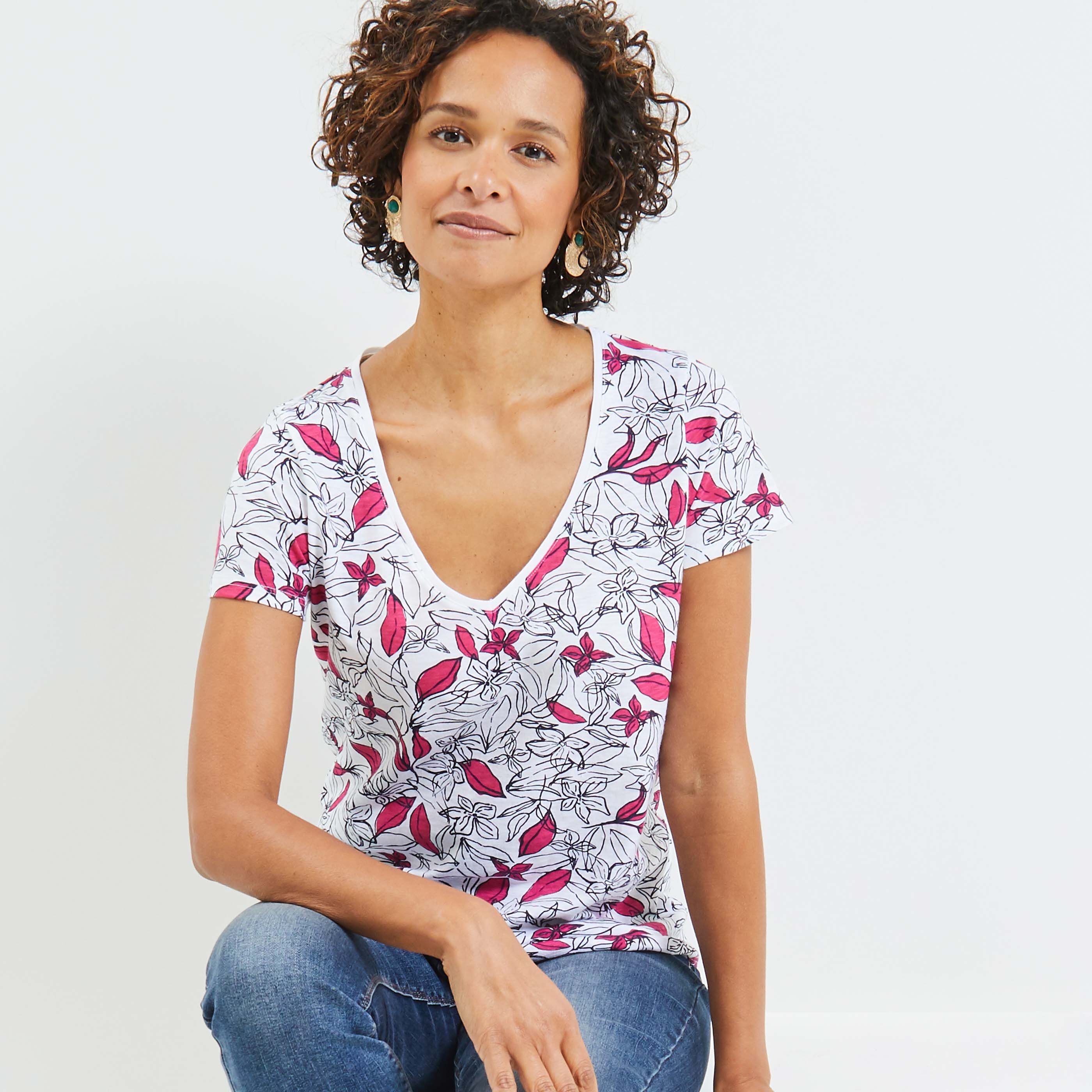 Tshirt imprimé femme - BLANC CASSE