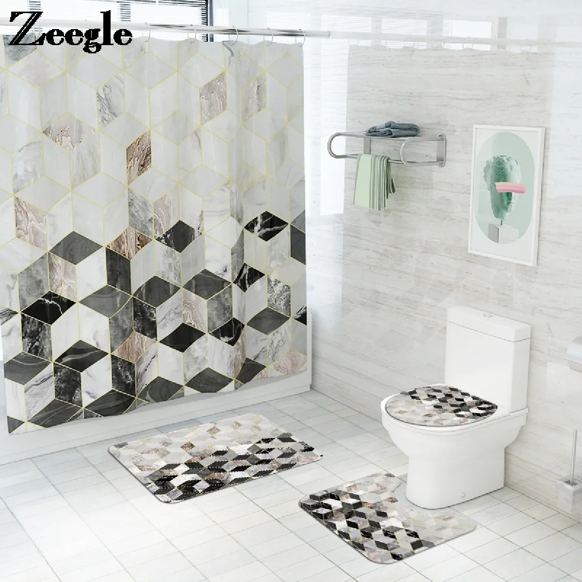 Universal Rideaux de Douche Marbre & Tapis