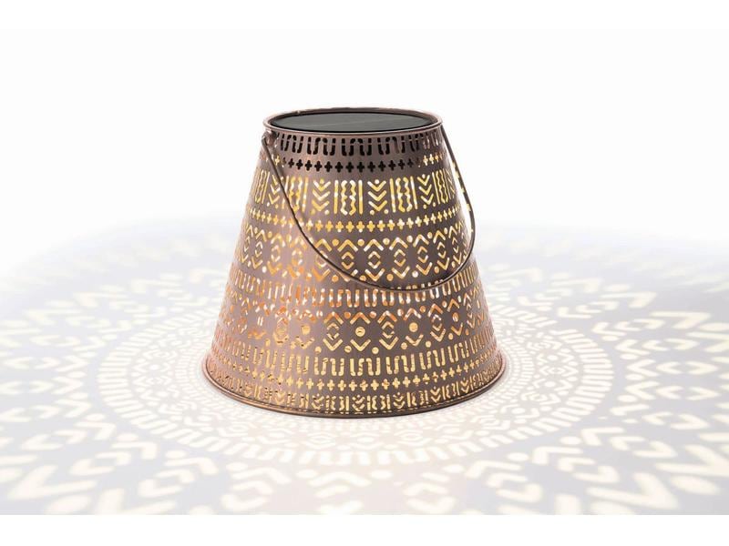 STT Laterne Solar Antic Boho, Ø 26 x 21 cm, Braun/Anthrazit Dekolicht zum Aufstellen oder Aufhängen