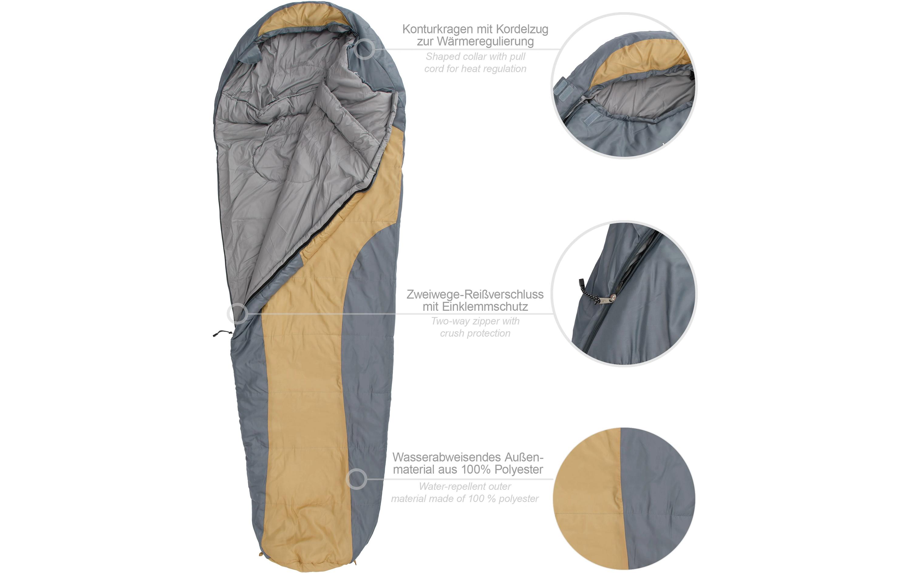 Mumienschlafsack Polyester, CurrySchlafsack für eine Person