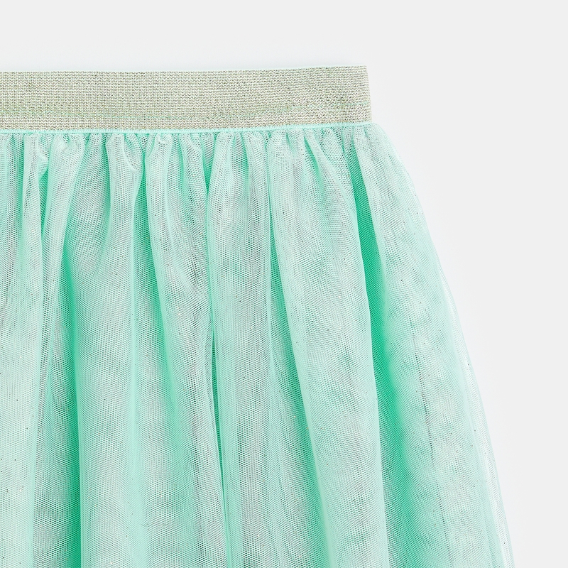 Jupe jupon en tulle pailleté verte fille