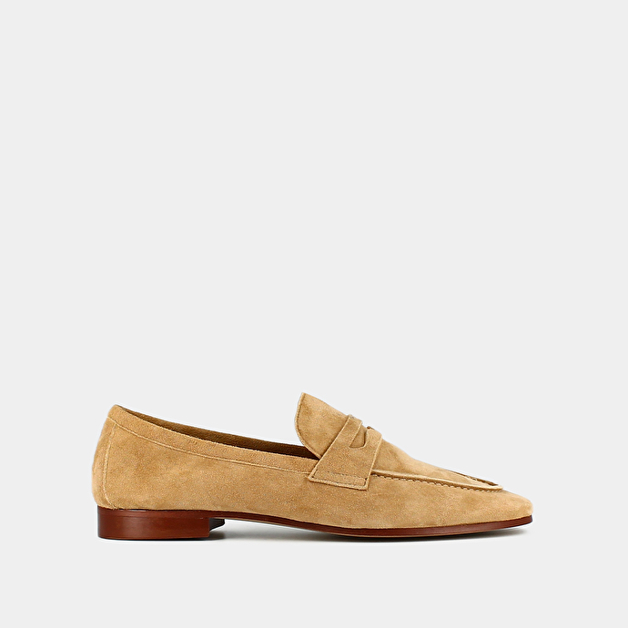 Mocassins à bouts ronds  en velours camel
