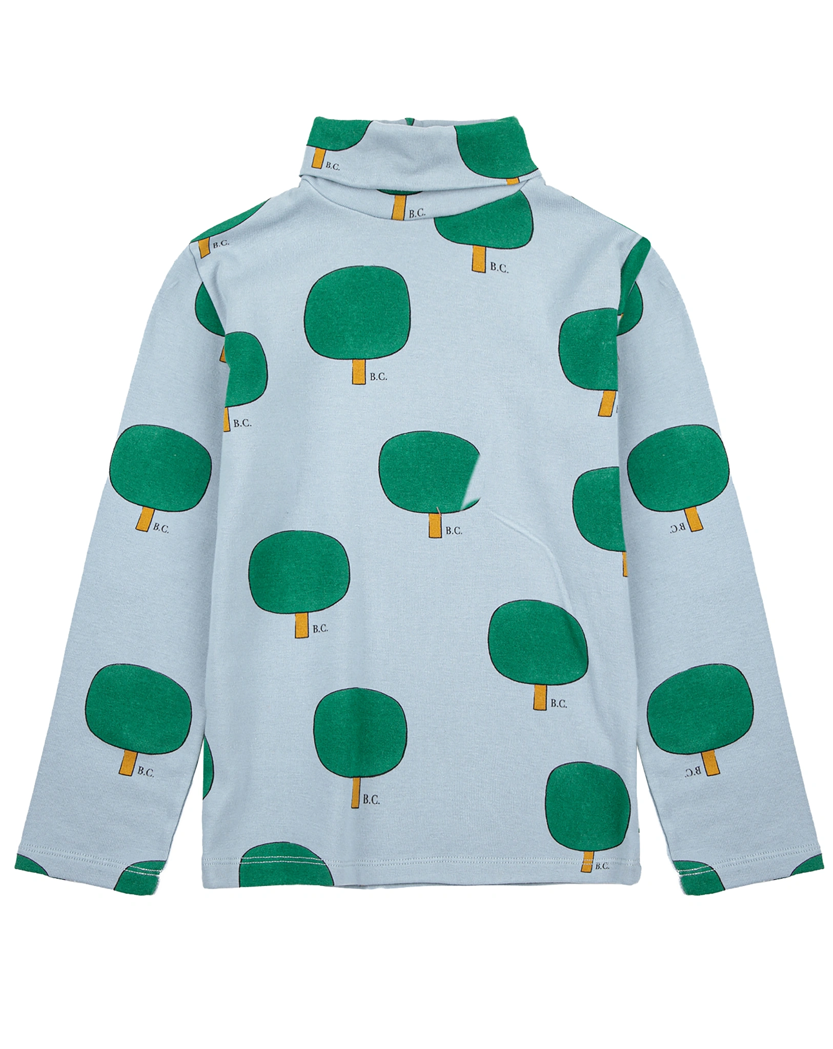 Rollkragenpullover GREEN TREES in hellblau