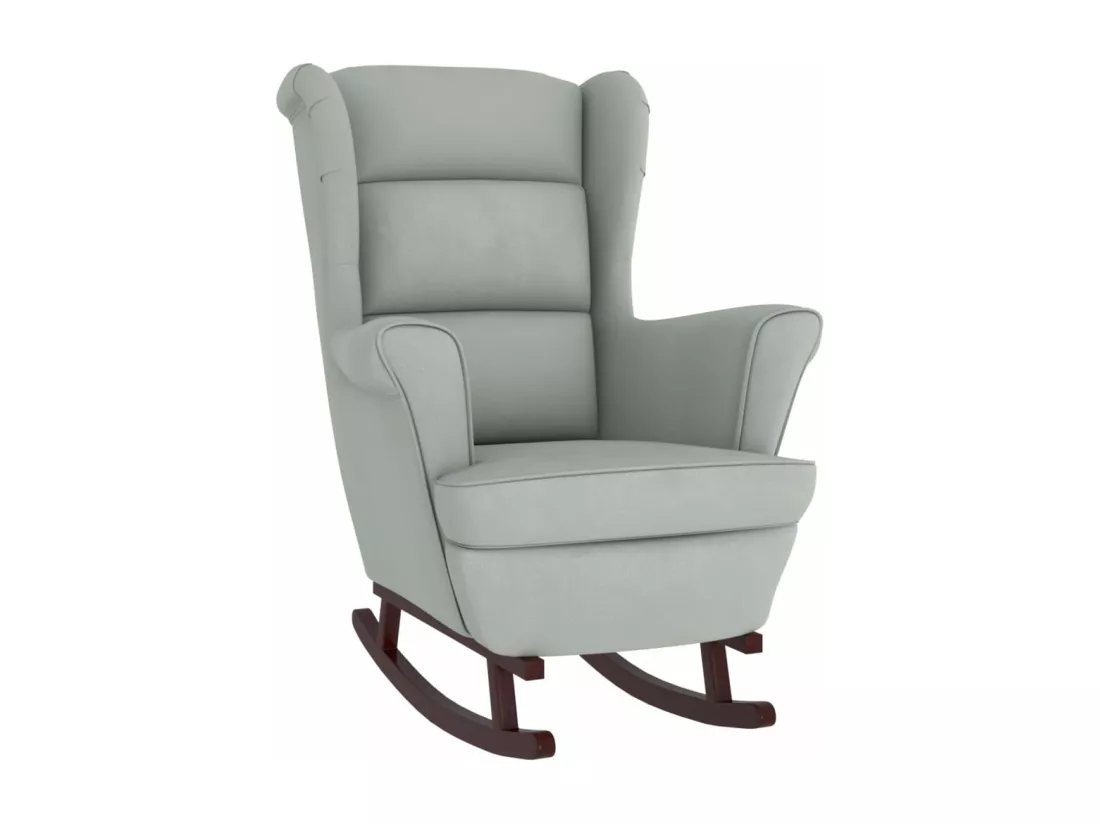 Chaise à bascule avec pieds en bois et tabouret Gris clair