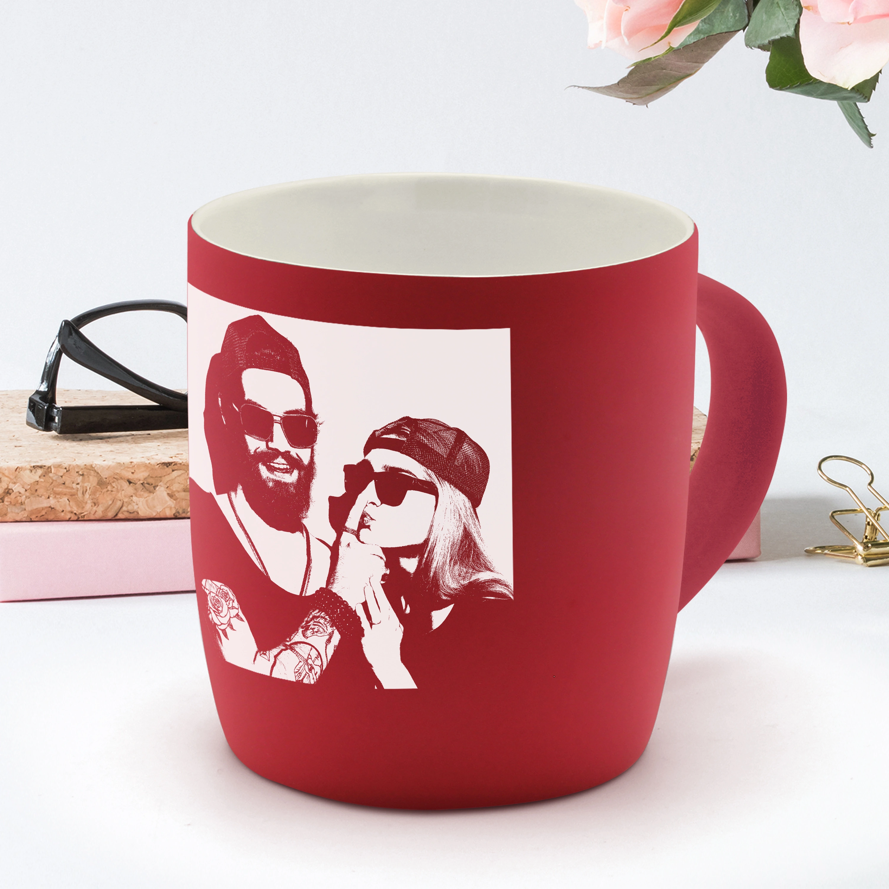 Kaffeetasse mit Wunsch-Gravur (Farbe: rot)