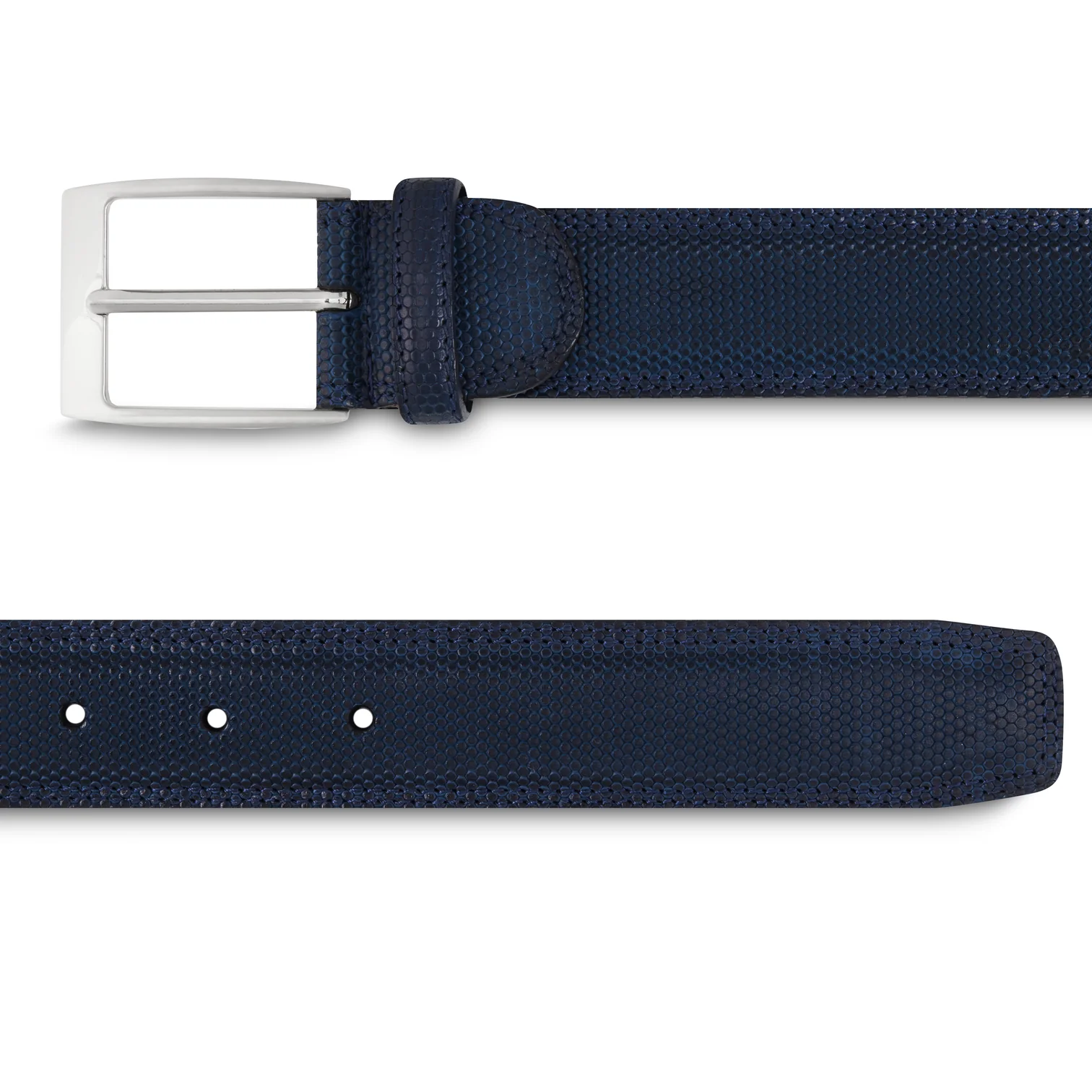 Ceinture cuir façon lézard bleu marine