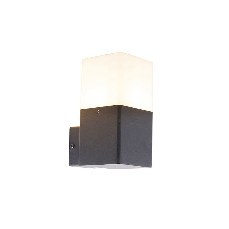 Buitenwandlamp, zwart met opaalwitte kap, IP44 - Denemarken