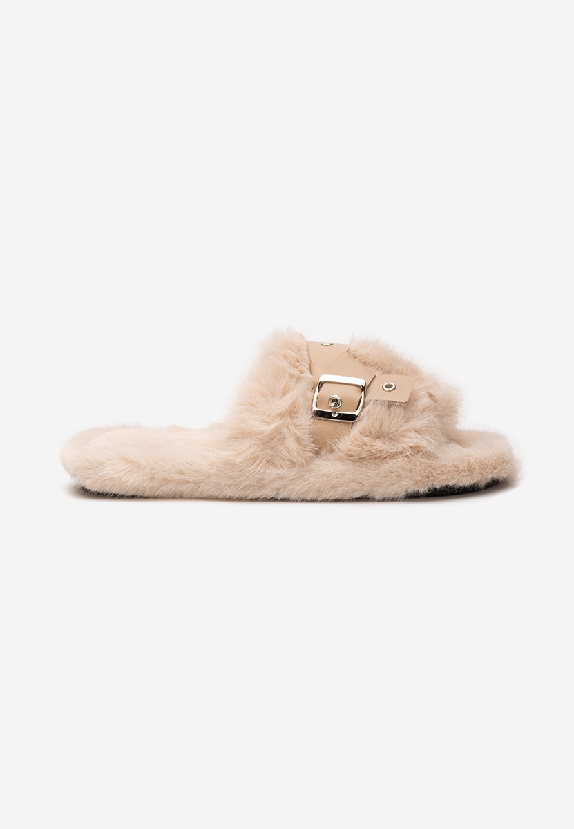 Pantoufles avec fourrure beige Arlete