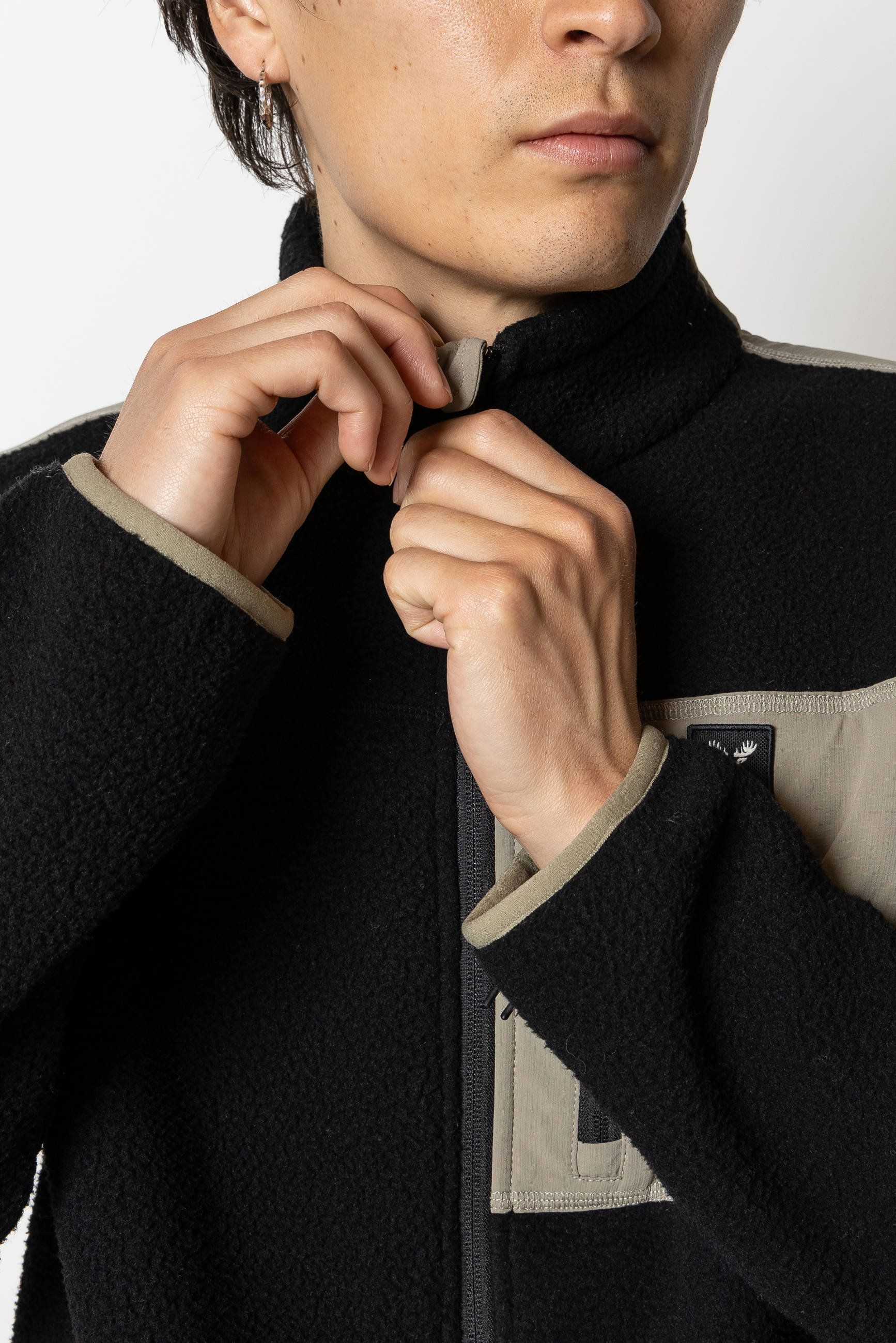 FAT MOOSE fleece vest zwart/beige