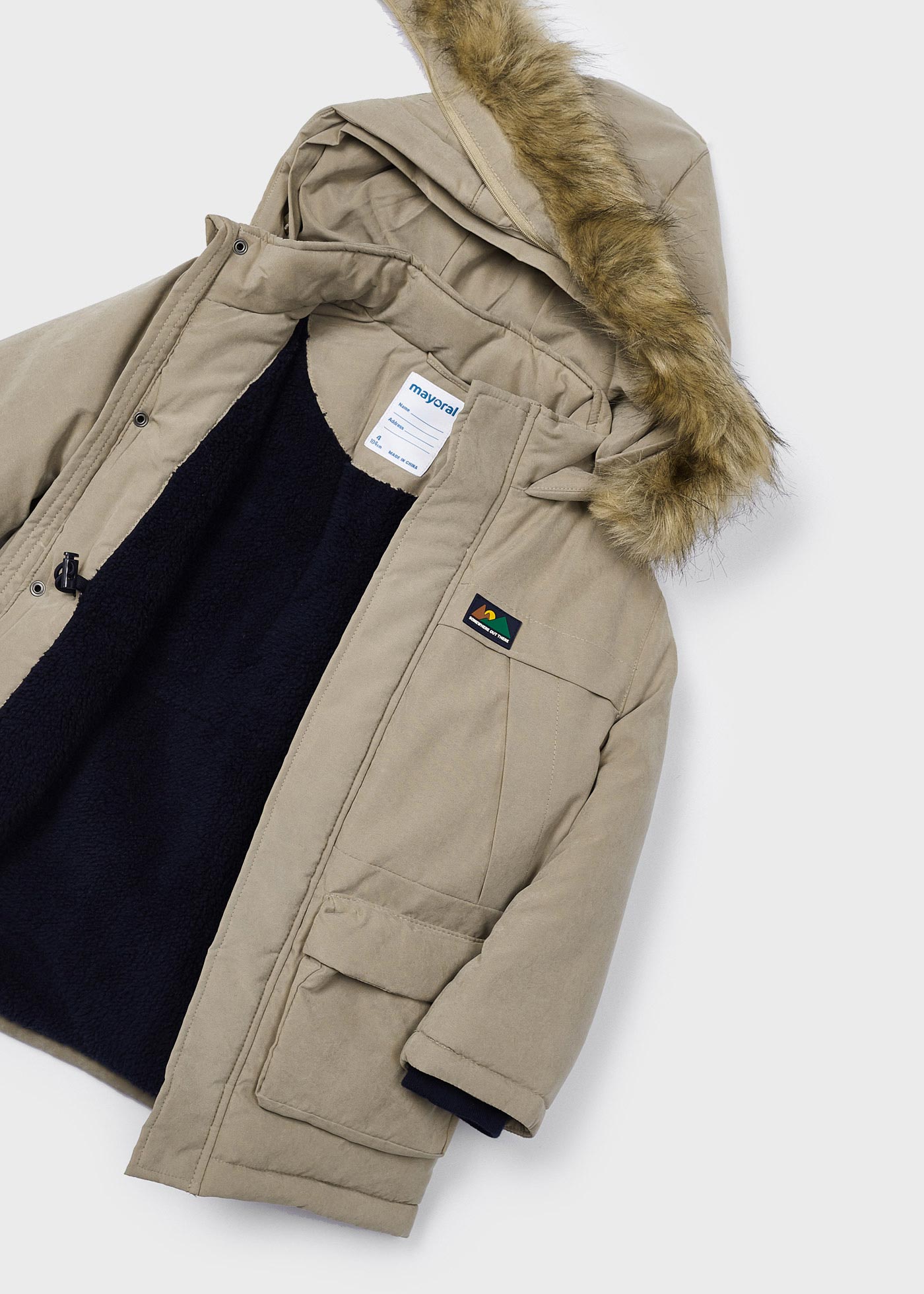 Casaco parka de pele para menino