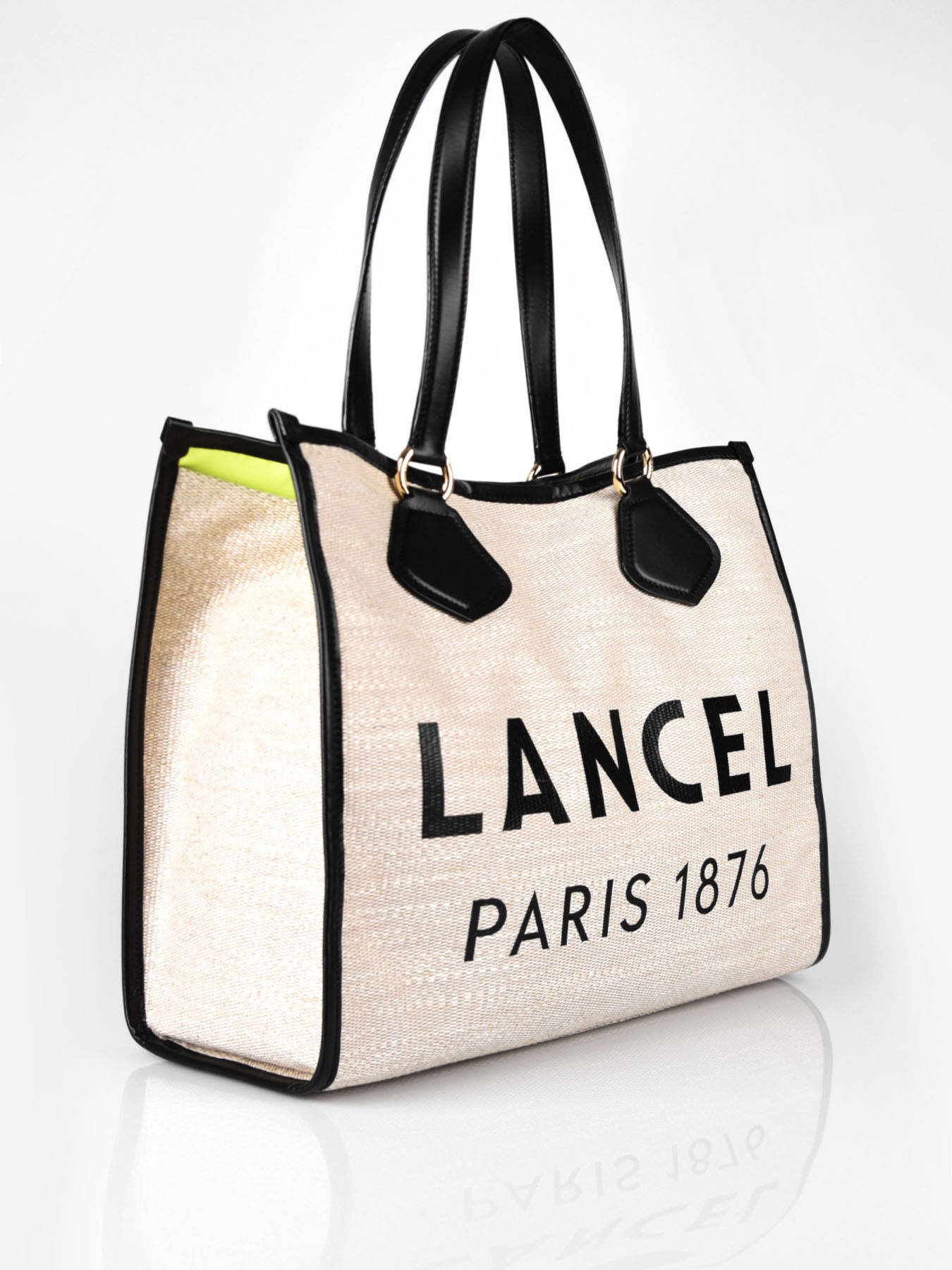 Sac Cabas d't toile de jute et cuir LANCEL